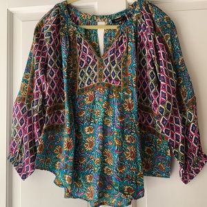 Tolani silk blouse. Beautiful pattern. Like new.